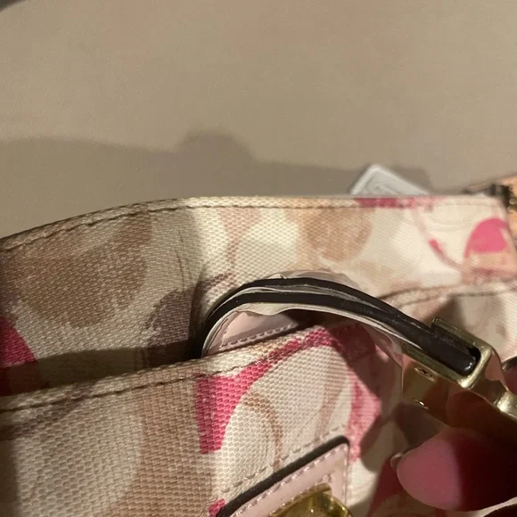 Coach Pink and Tan Canvas Crossbody with Gold-Tone Clasp - Picture 13 of 13